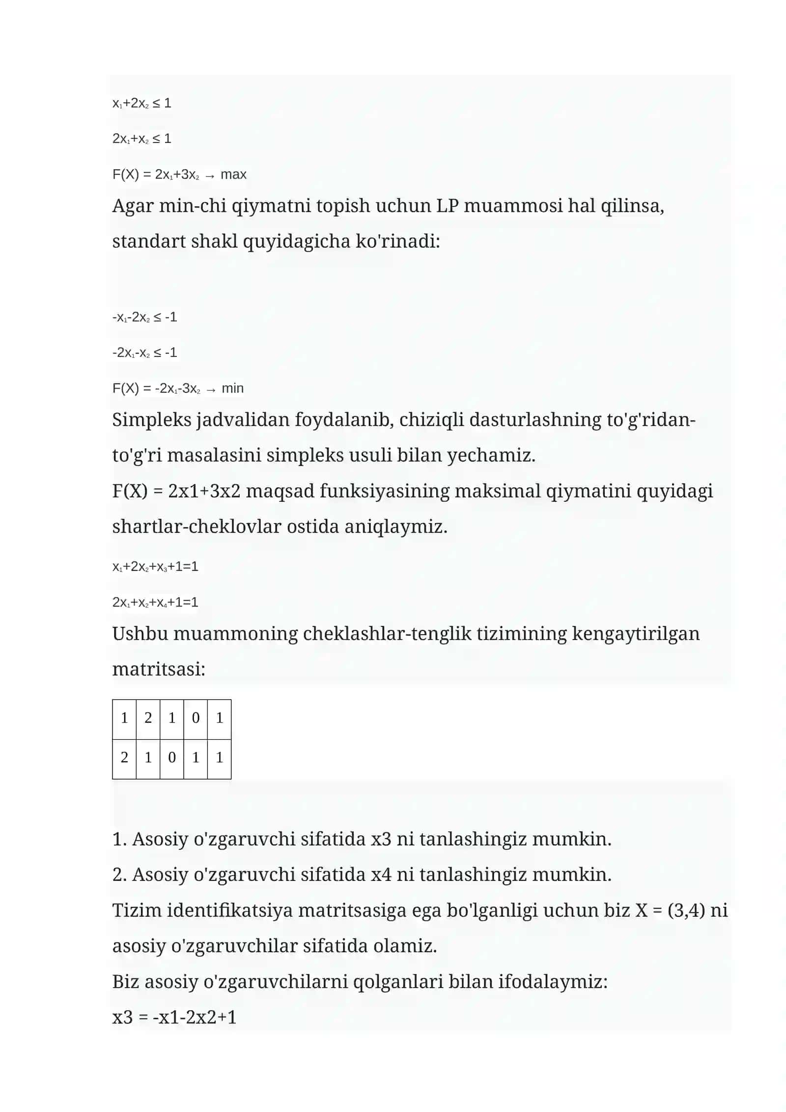 CHDM ni simpleks usulida yechish 3
