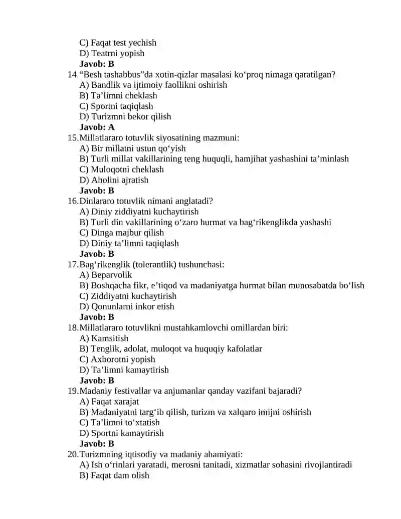 Oʻzbekistonning eng yangi tarixi 7-test 3