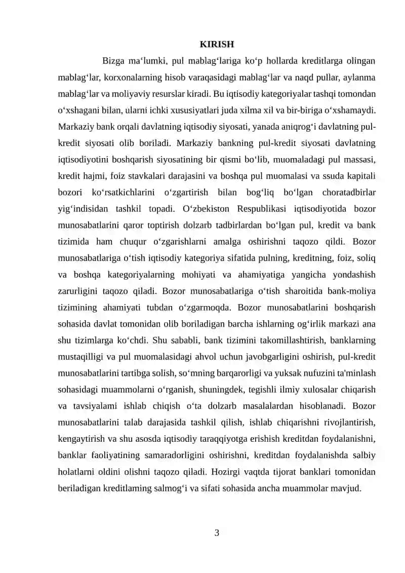 Kreditning zarurligi va uning belgilovchi omillar 3