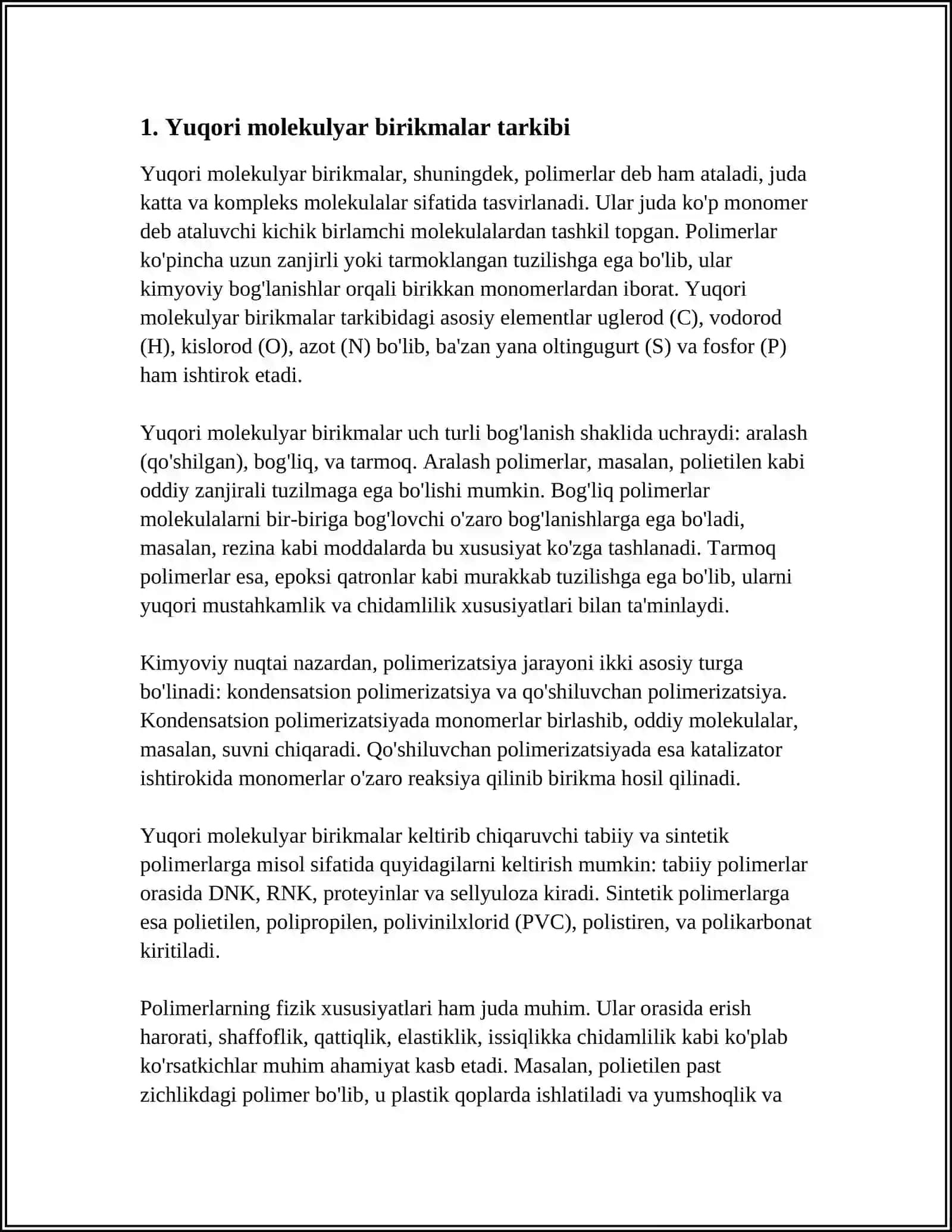 YUQORI MOLEKULYAR BIRIKMALAR ULARNING XOSSALARI.QONNING REOLOGIK XOSSALARI 3