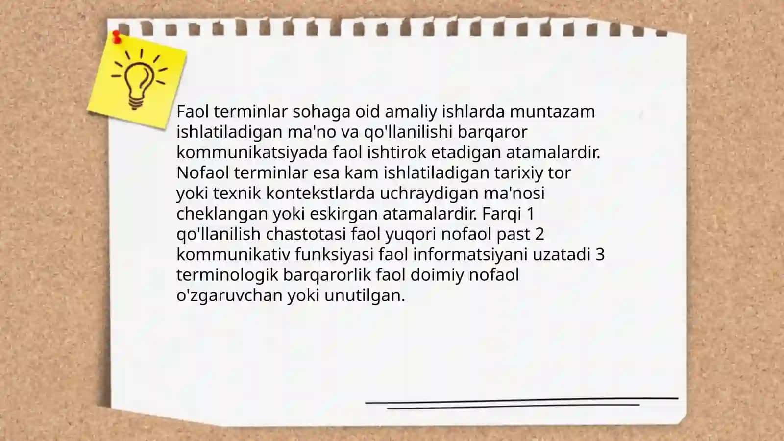 Sohaning faol va nofaol terminlari 3