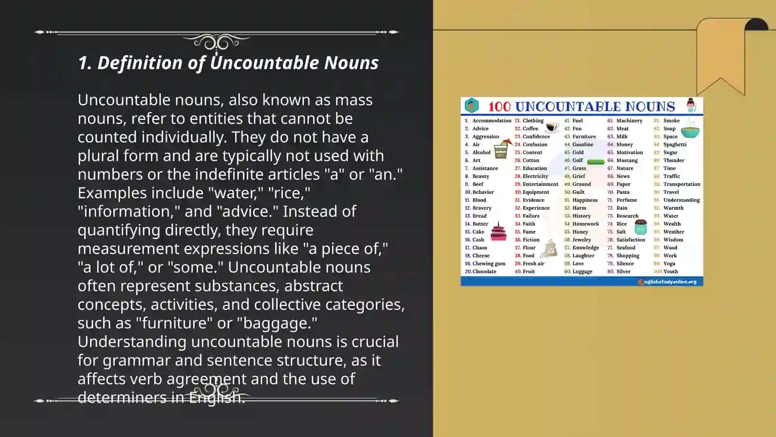 Uncountable noun 3