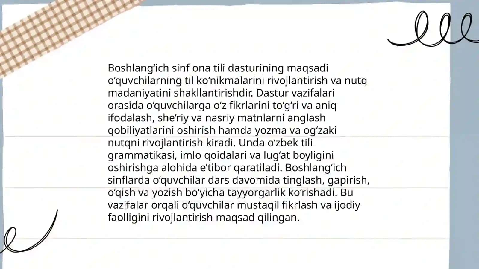 Boshlang‘ich sinf ona tili va o‘qish savodxonligi dasturining tahlili. 5-11-sinf ona tili va adabiyot fani dasturlarining qiyosiy tahlili 3