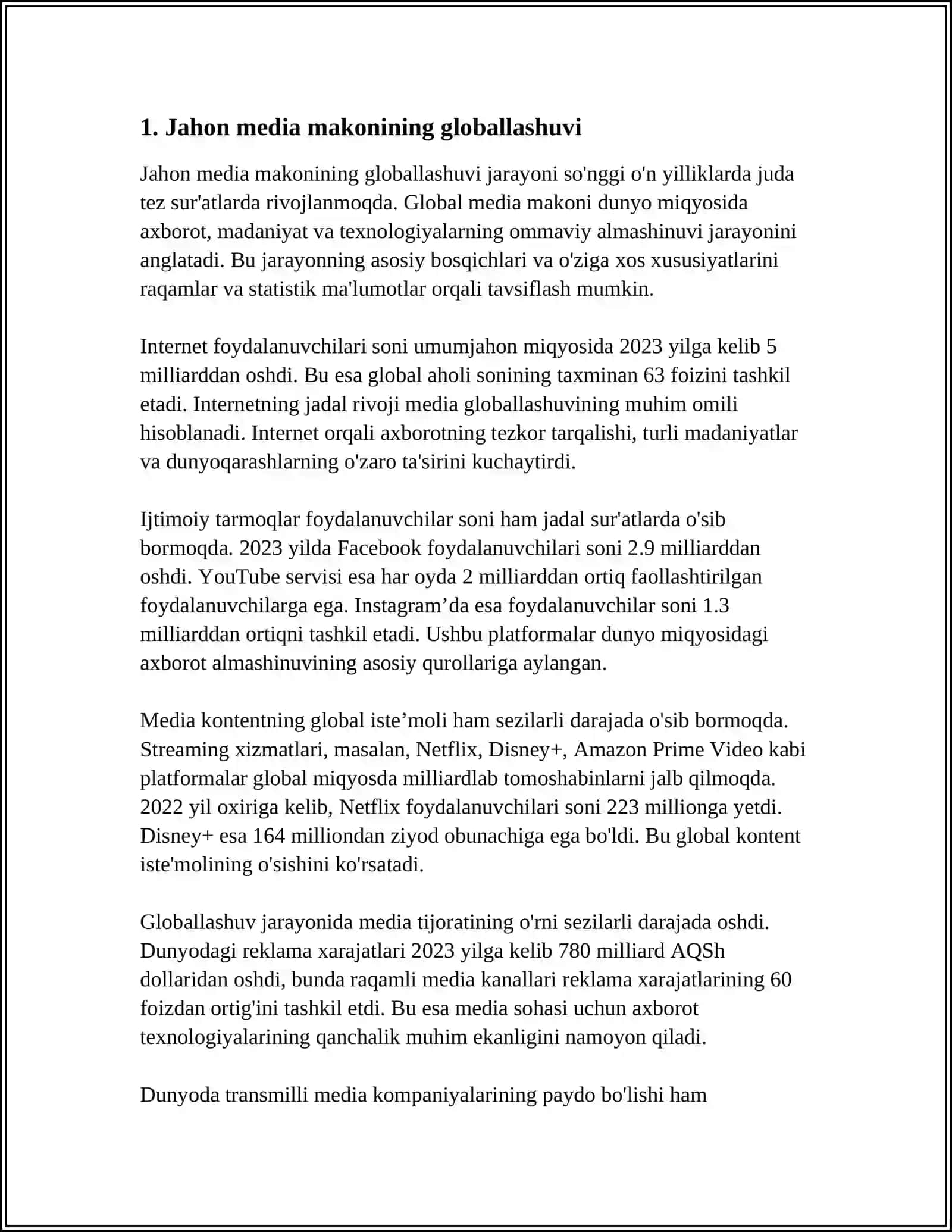 JAHON MEDIA VA AXBOROT MAKONI MANFAATLAR TOʻQNASHUVI MUAMMOLLAR YECHIMLAR 3
