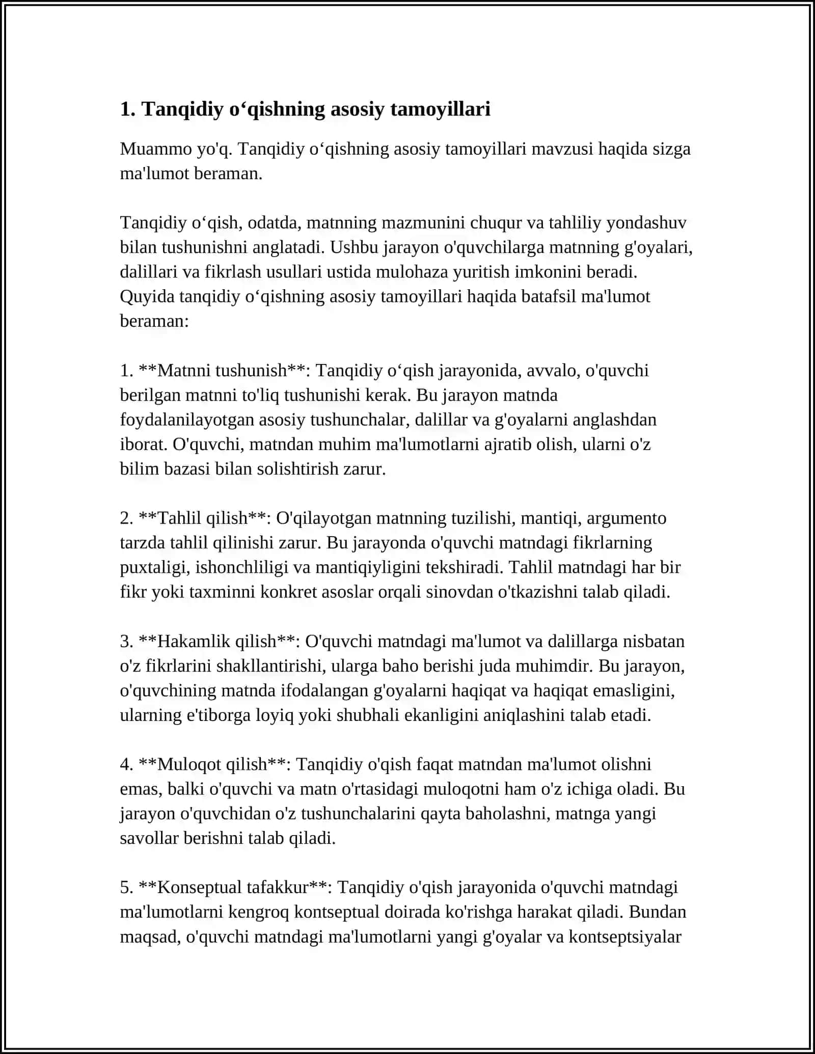 Tanqidiy Oʻqish va Samarali Amalga Oshirish Omillari 3