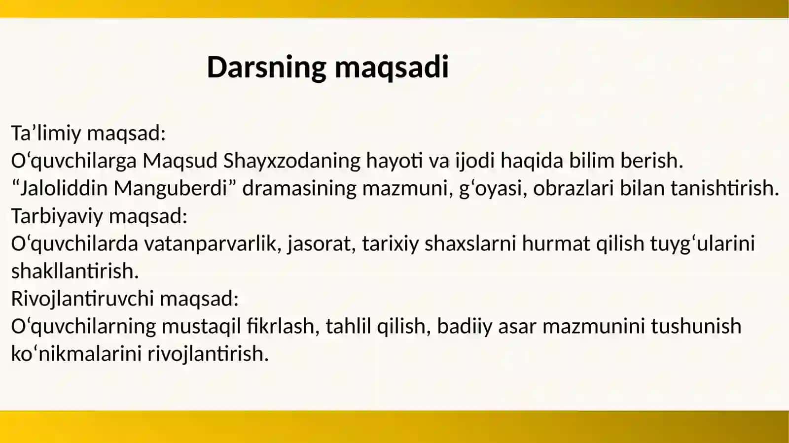Maqsud Shayxzodaning"Jaloliddin Manguberdi" dramasi tahlili 3