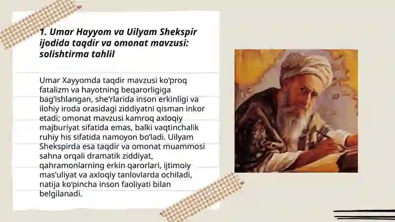 Umar Hayyom va Uilyam Shekspir ijodi 3