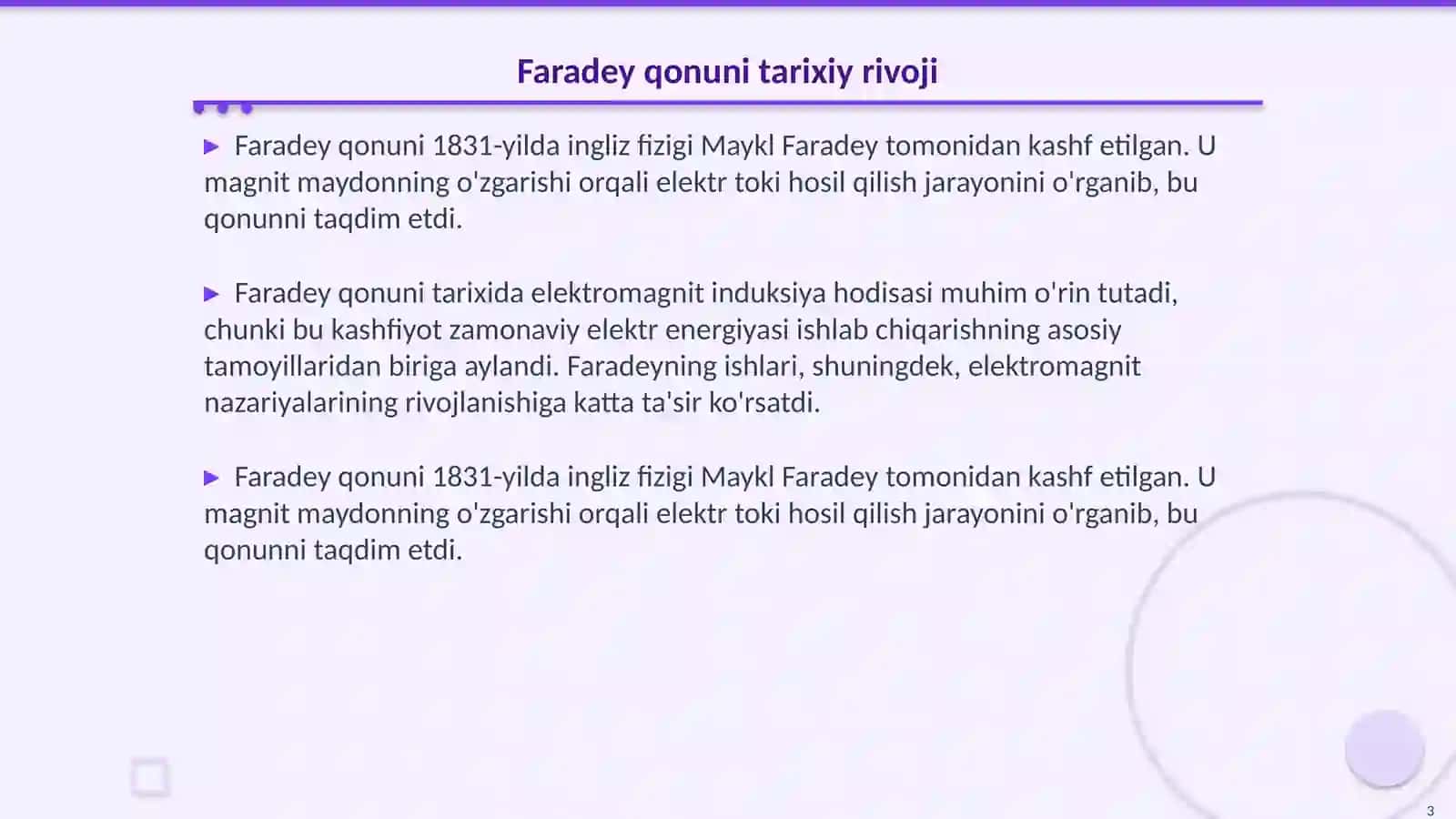 Elektromagnit induksiya hodisasi (Faradey qonuni) 3