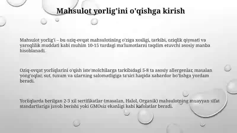 Oziq-ovqat yorliqlari 3