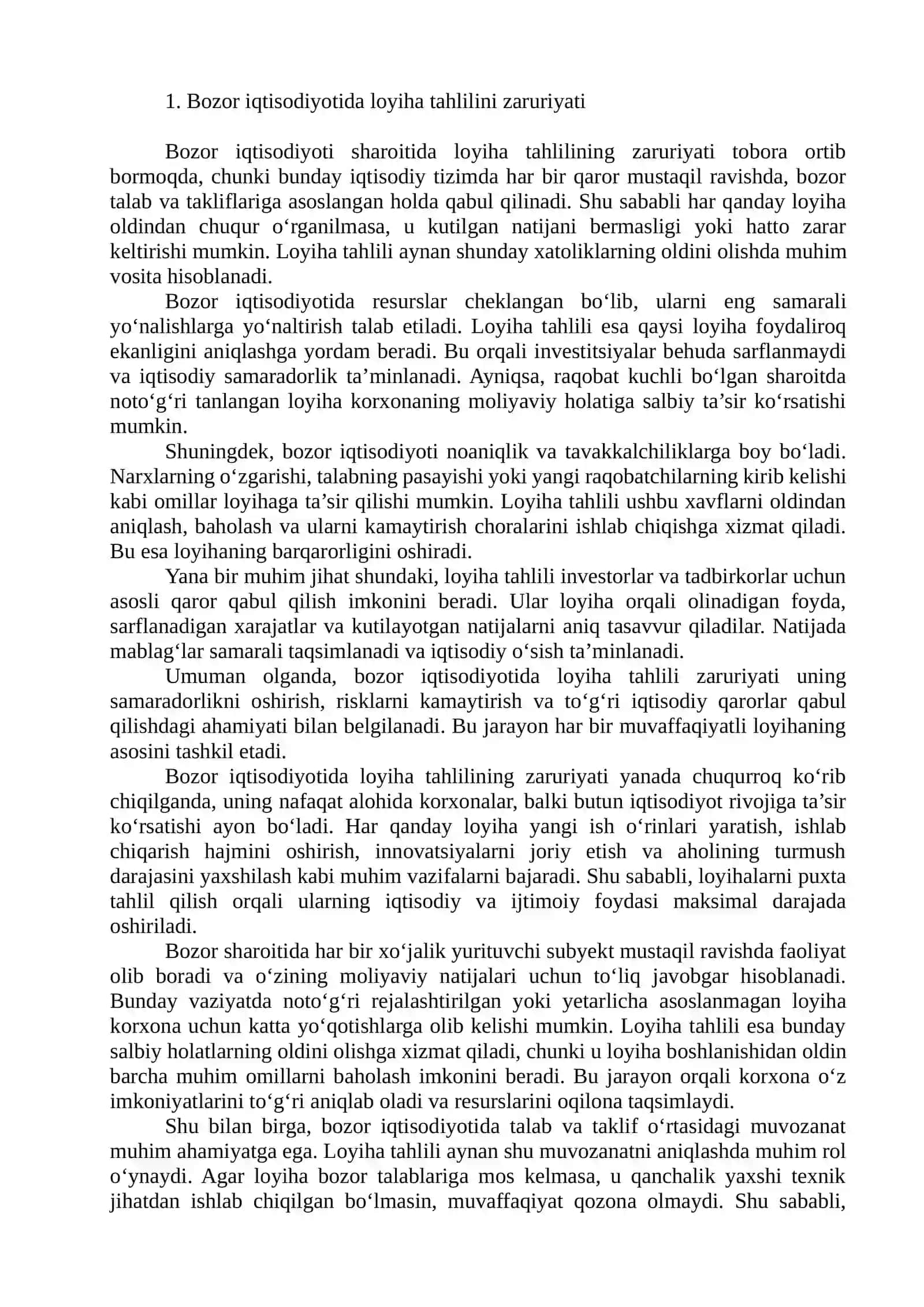 Loyiha tahlilining zaruriyati mohiyati va vazifalari 3