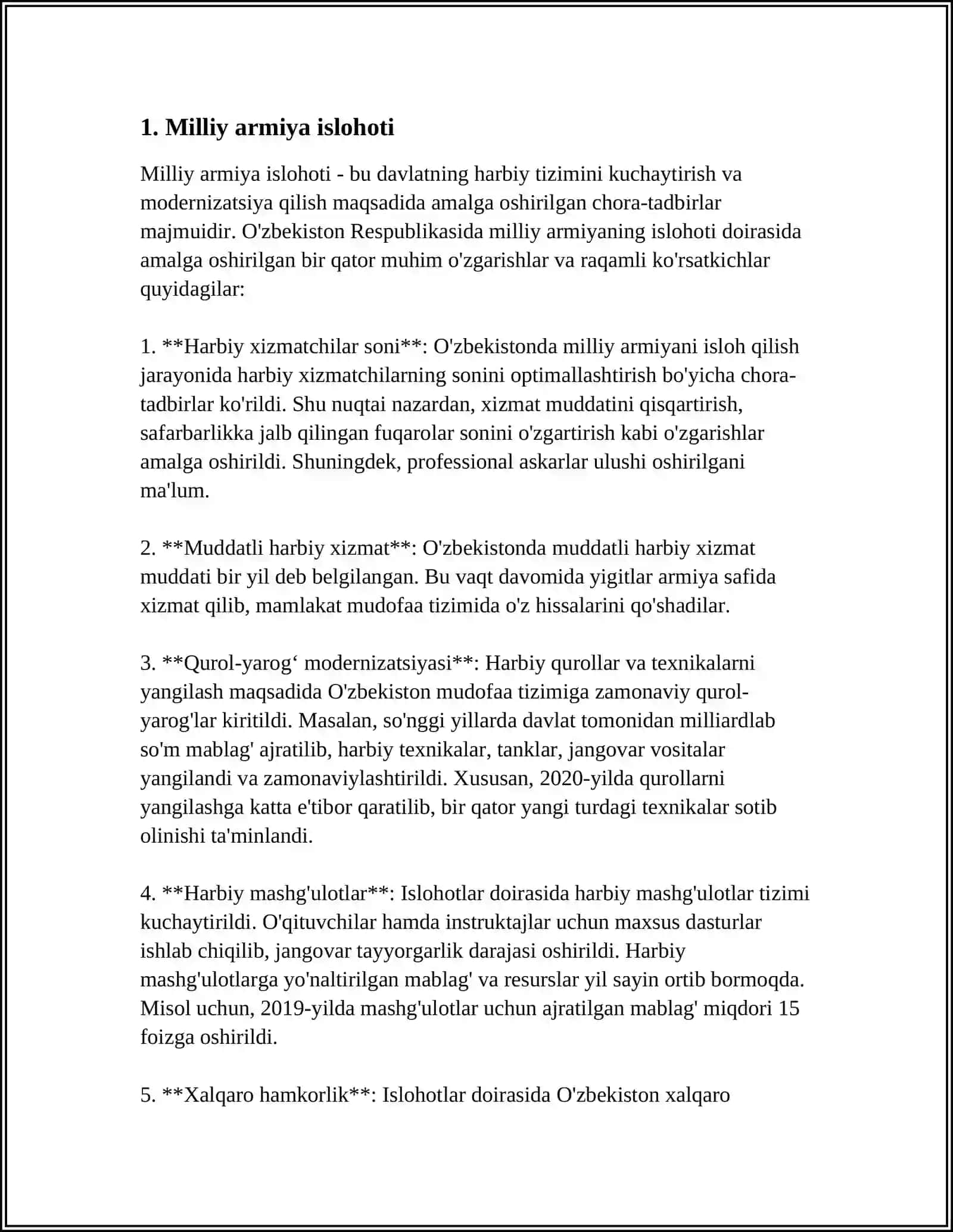 O'ZBEKISTON QUROLIY KUCHLARI."MILLIY ARMIYA"NING TAKOMILLASHISHI 3