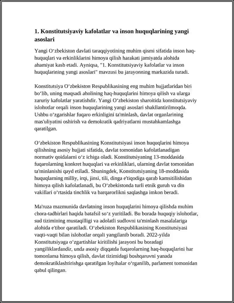 YANGI O'ZBEKISTONDA INSON HAQ-HUQUQLARI VA ERKINLIKLARI KAFOLATINING YARATILISHI 3