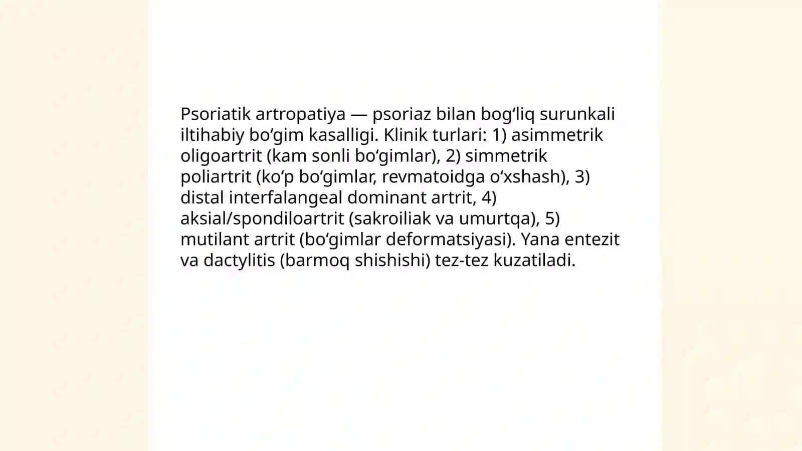 Psoriatik artropatiya. Tekshirish va davolash usullari 3