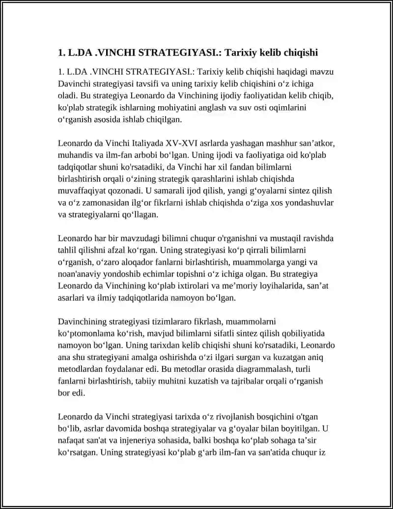 L.DA.VINCHI STRATEGIYASI 3