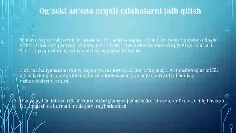 Folklorlardagi axloqiy va ma'naviy saboqlar 3