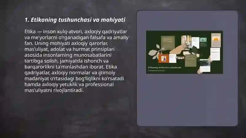 Etikaning mohiyati va ahamiyati 3