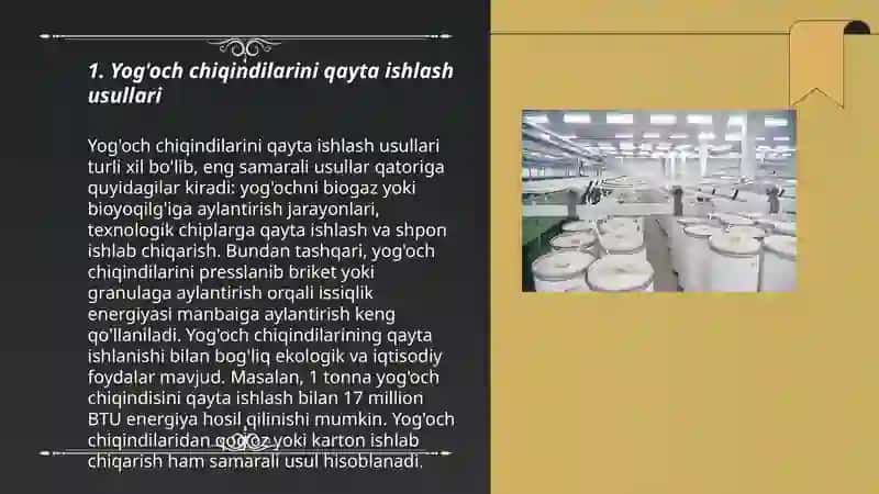 Yog'och chiqindilarini qayta ishlash usullari 3
