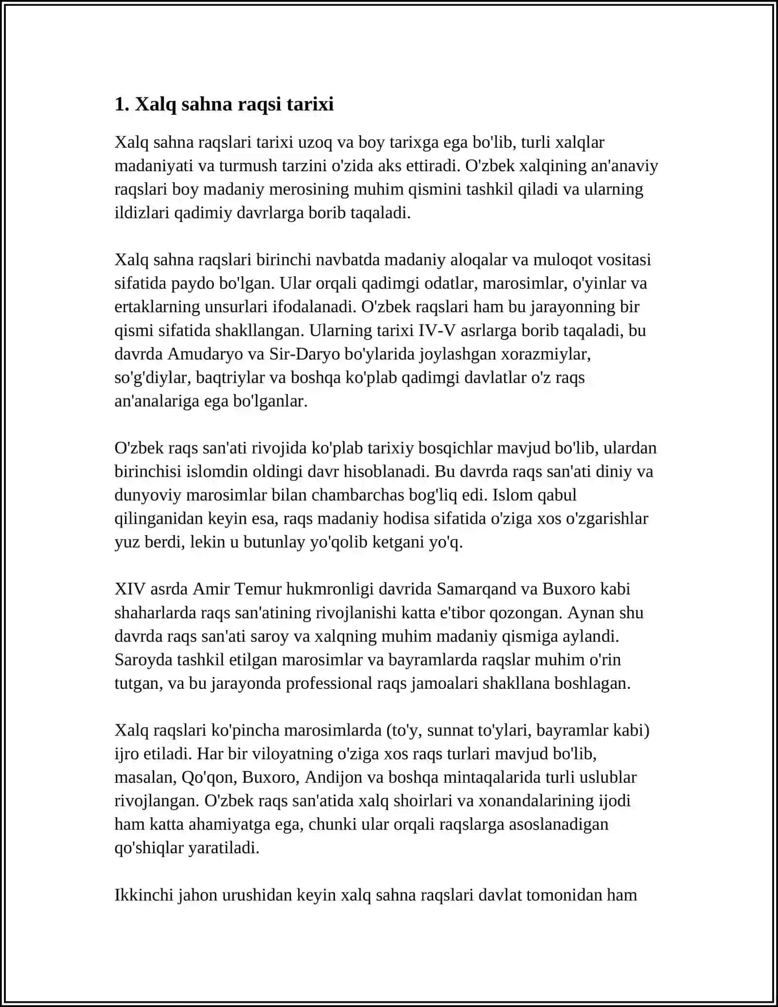 XALQ SAHNA RAQSI XOREOGRAFIYA SAN'ATI TURI 3