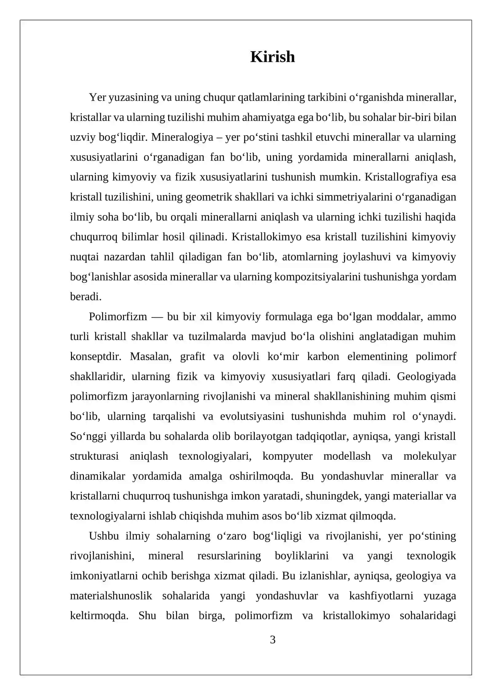 MINERALOGIYA.KRISTALLOGRAFIYA. KRISTALLOKIMYO VA GEOLOGIYADA POLIMORFIZM 3