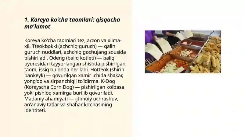 Street Food) Qisqacha Ma’lumot 3