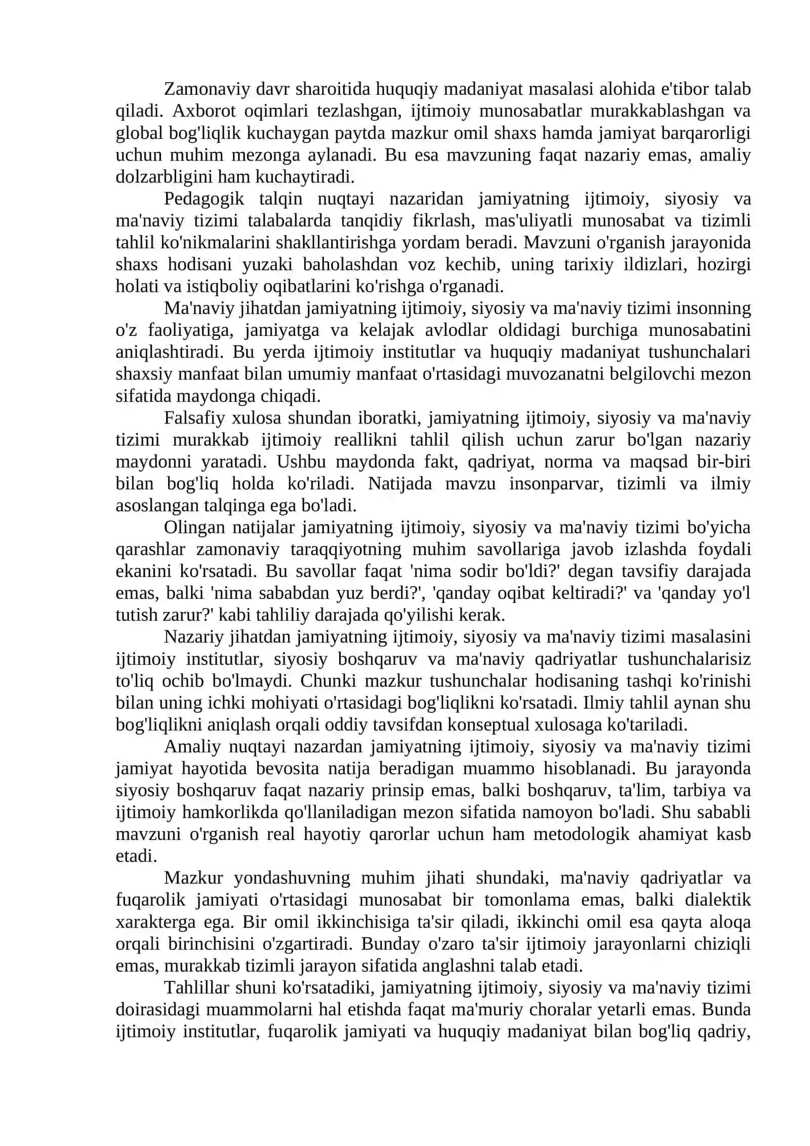 JAMIYATNING IJTIMOIY, SIYOSIY VA MA'NAVIY TIZIMI 3