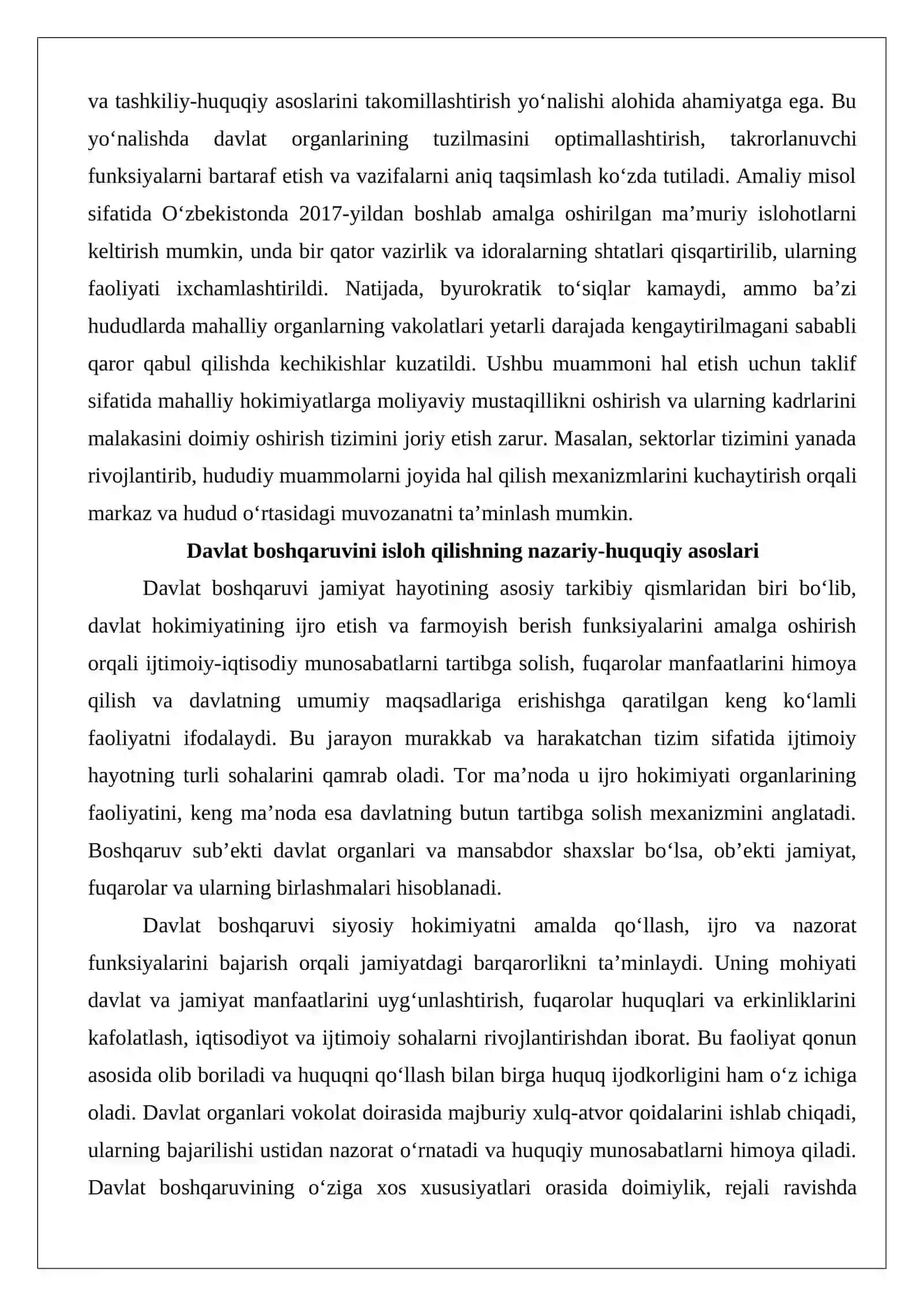 Davlat boshqaruvini isloh qilish yo’nalishlari 3