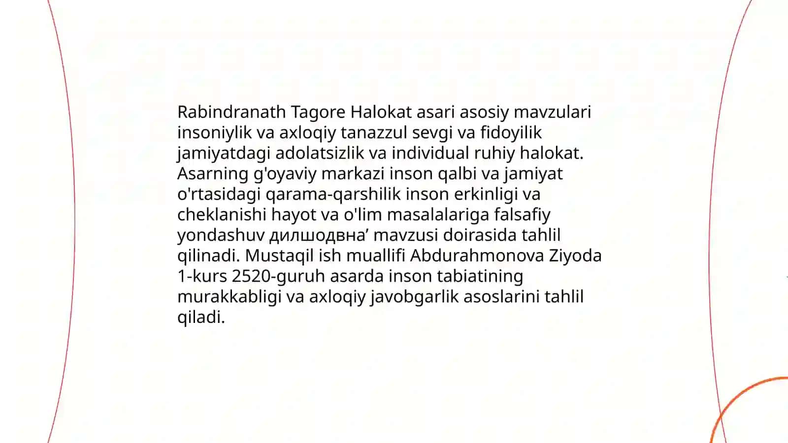 Rabindranath Tagore “Halokat” asari asosida mustaqil ish 3