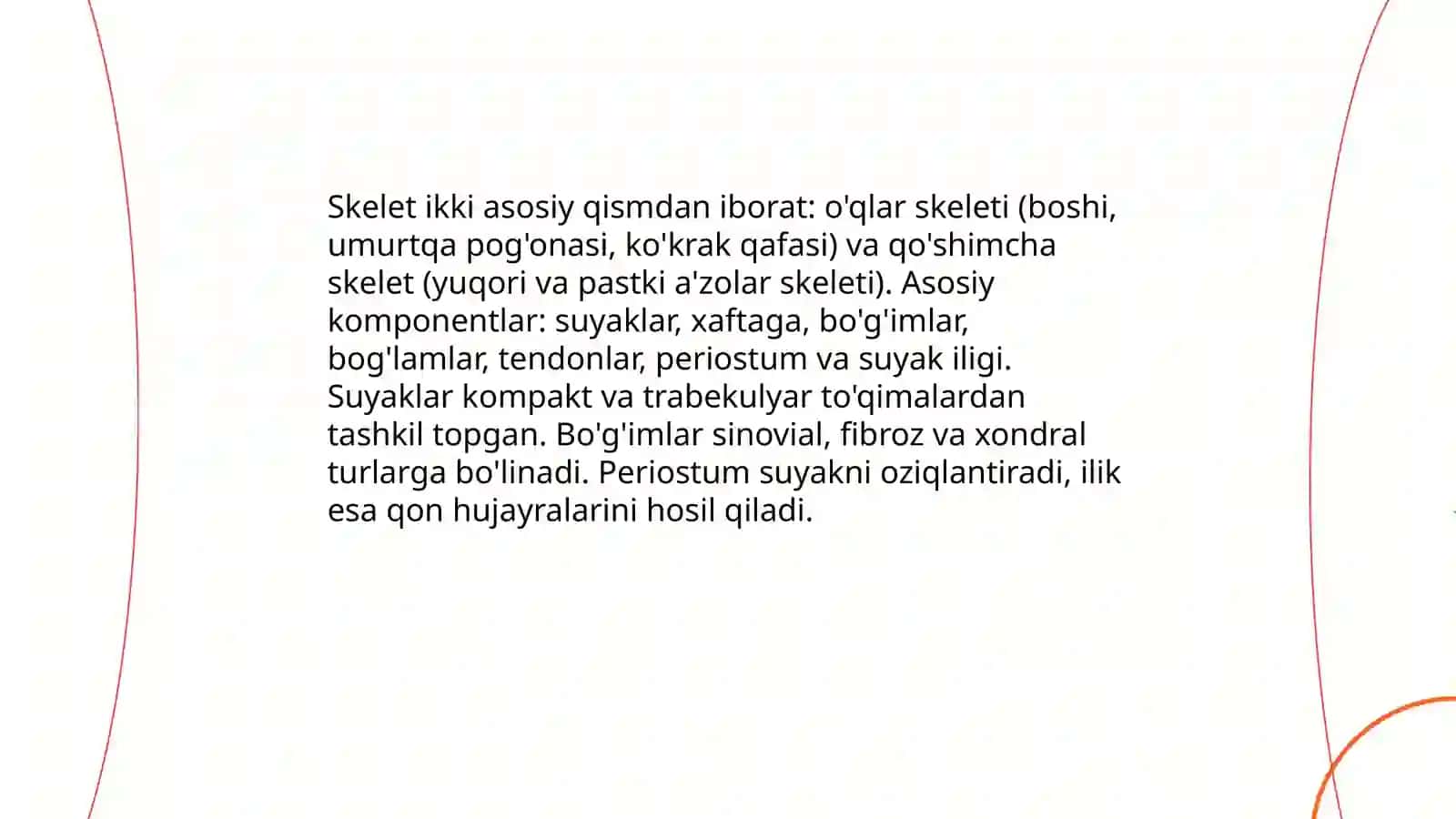 Harakat va koordinatsiyaning ahamyati skletning umumiy tuzilishi 3