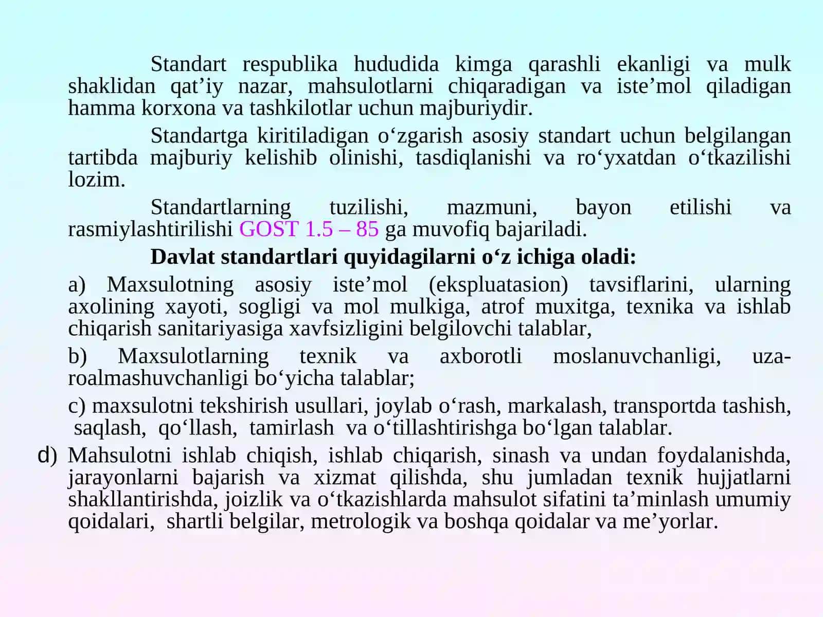 STANDARTLARNI YARATISH VA TADBIQ QILISH 3
