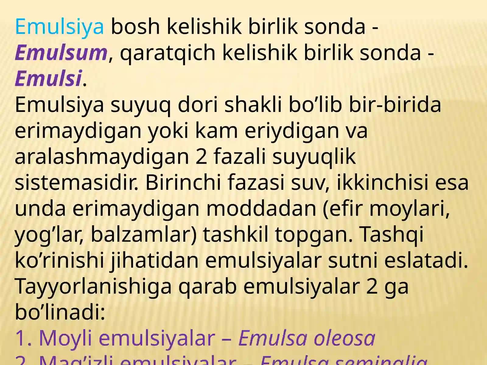 Emulsiyalar, tomchilar, tindirma, ekstraktlar va in’yeksiyadori vositalari 3