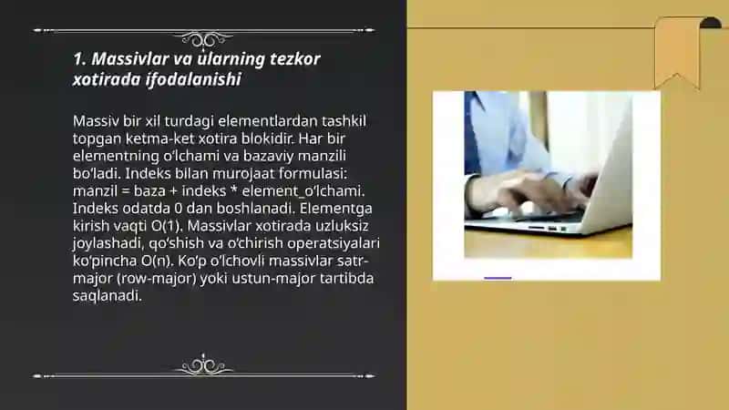 Maʼlumotlarni tuzilmalari va ularni tezkor xotirada ifodalanishi 3