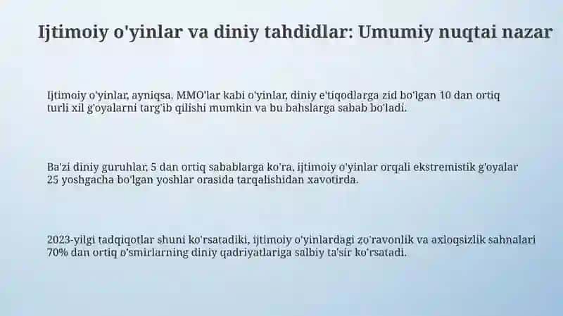 Ijtimoiy oʻyinlar va diniy tahdidlar 3