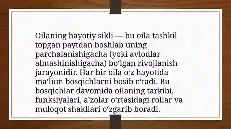 Oila hayotiy siklini davrlashtirish muammosi 3