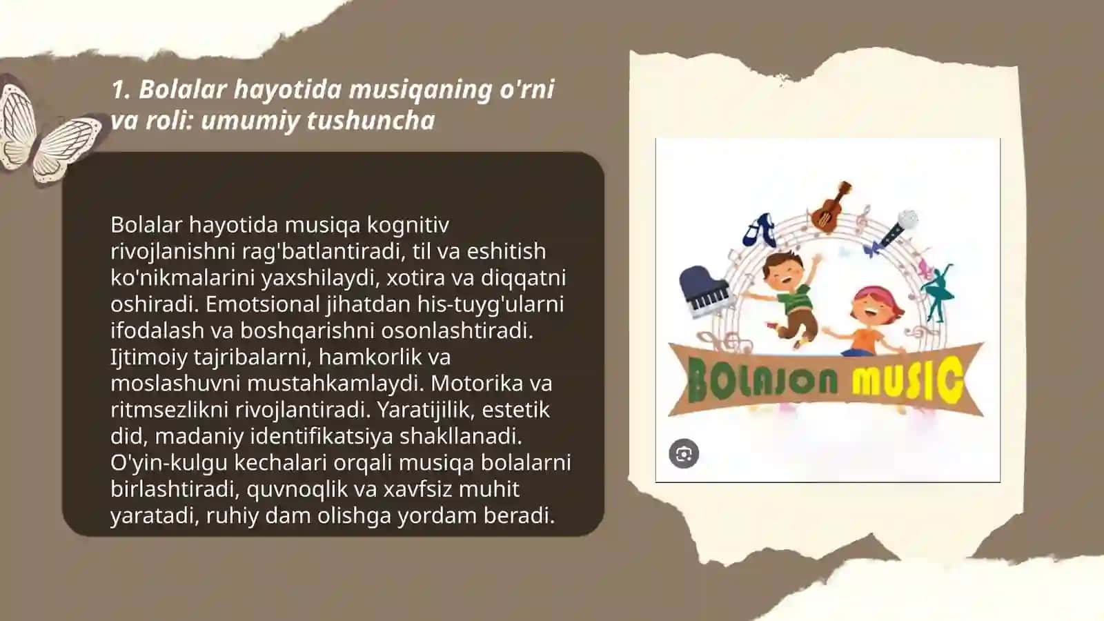 Bolalar hayotida musiqaning òrni va roli.òyin kulgu kechalari 3