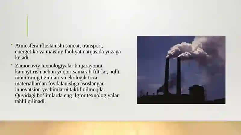 Atmosfera ifloslanishini kamaytirishda innovatsion filtr texnologiyalari 3