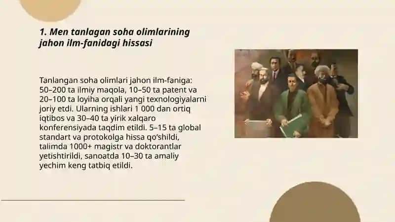 Men tanlagan soha olimlari dunyo nigohida 3