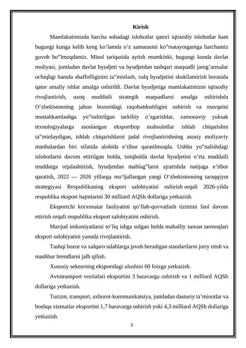 Davlat daromadlari va xarajatlarini boshqarish kurs ishi 3