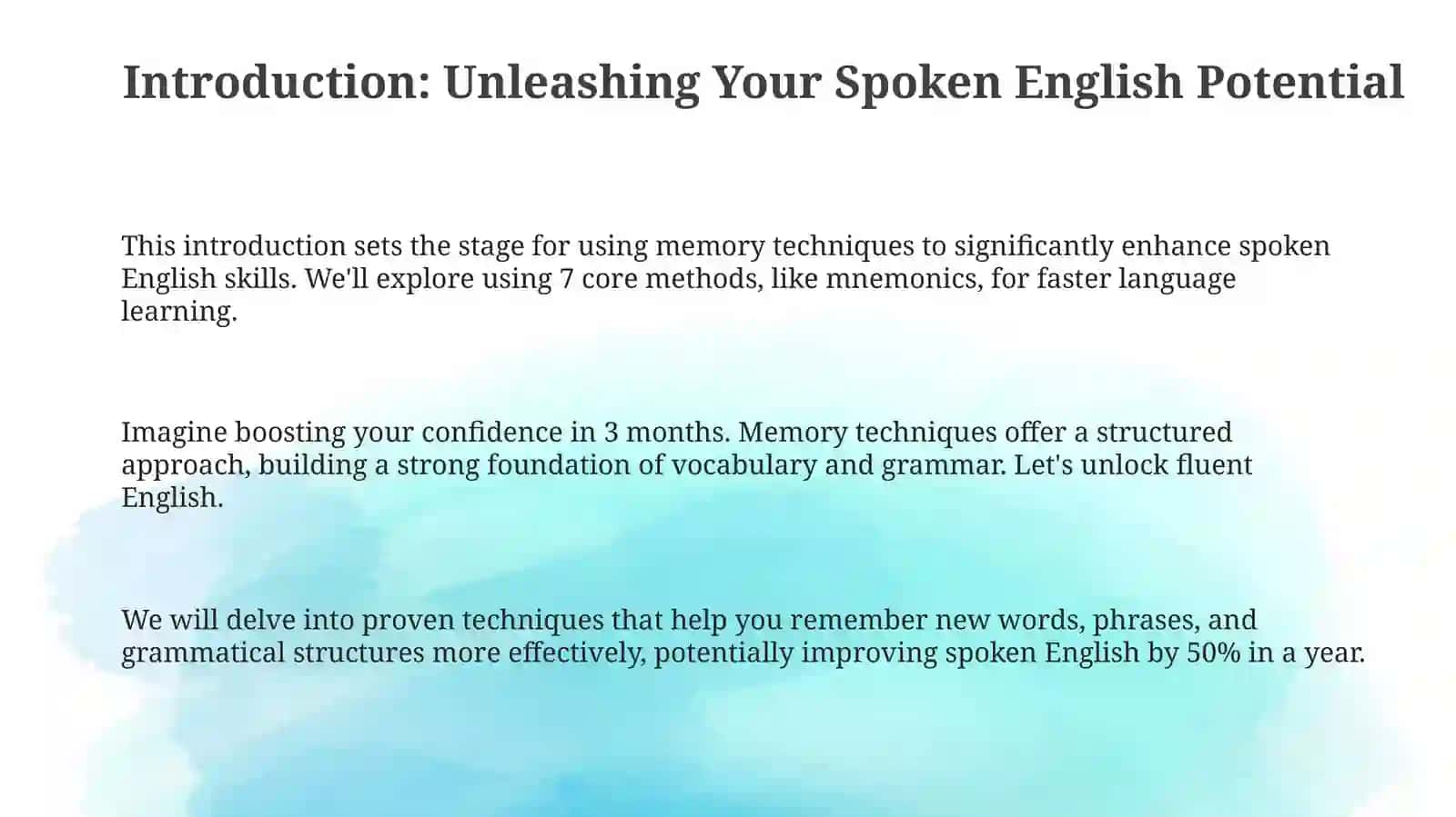 Memory techniques for improving spokenenglish 3