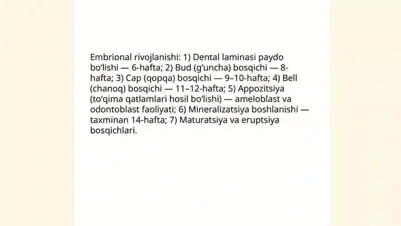 Tishlarni chiqishi ildizlarning shakllanishi va sut tishlar ildizlarining soʻrilish muddatlari 3