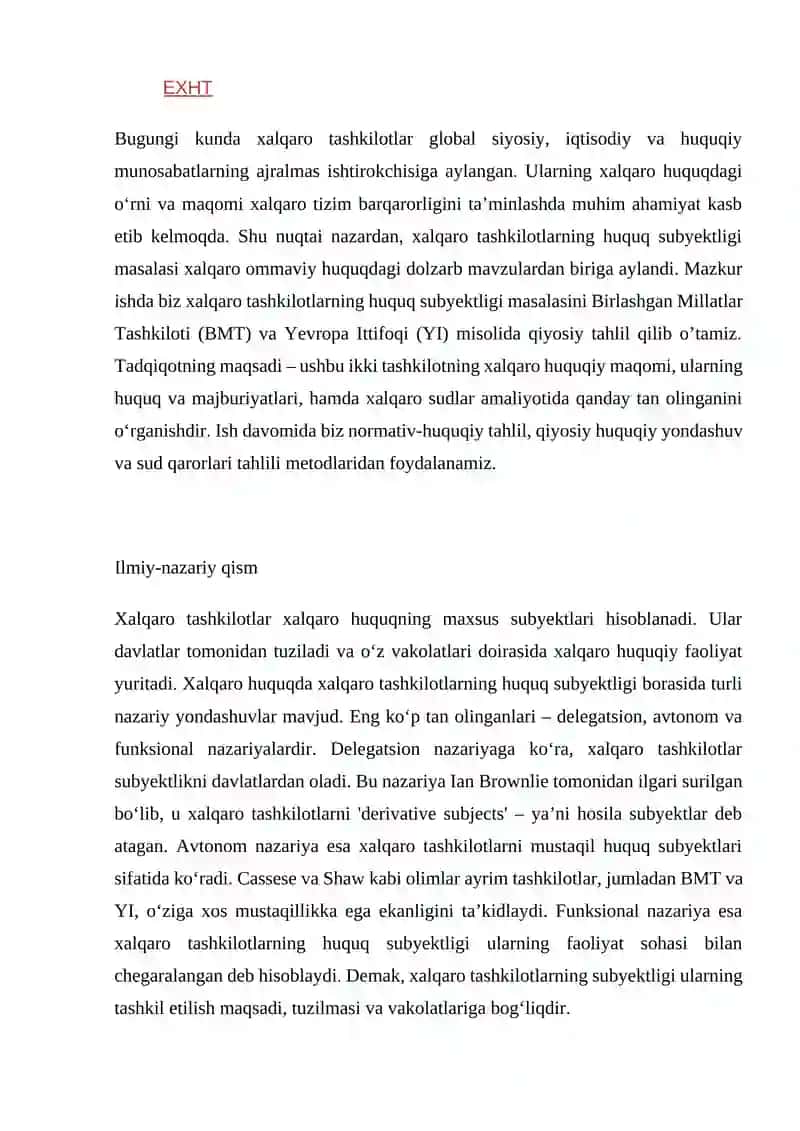 Xalqaro Tashkilotlar Huquq Subyektligi 3