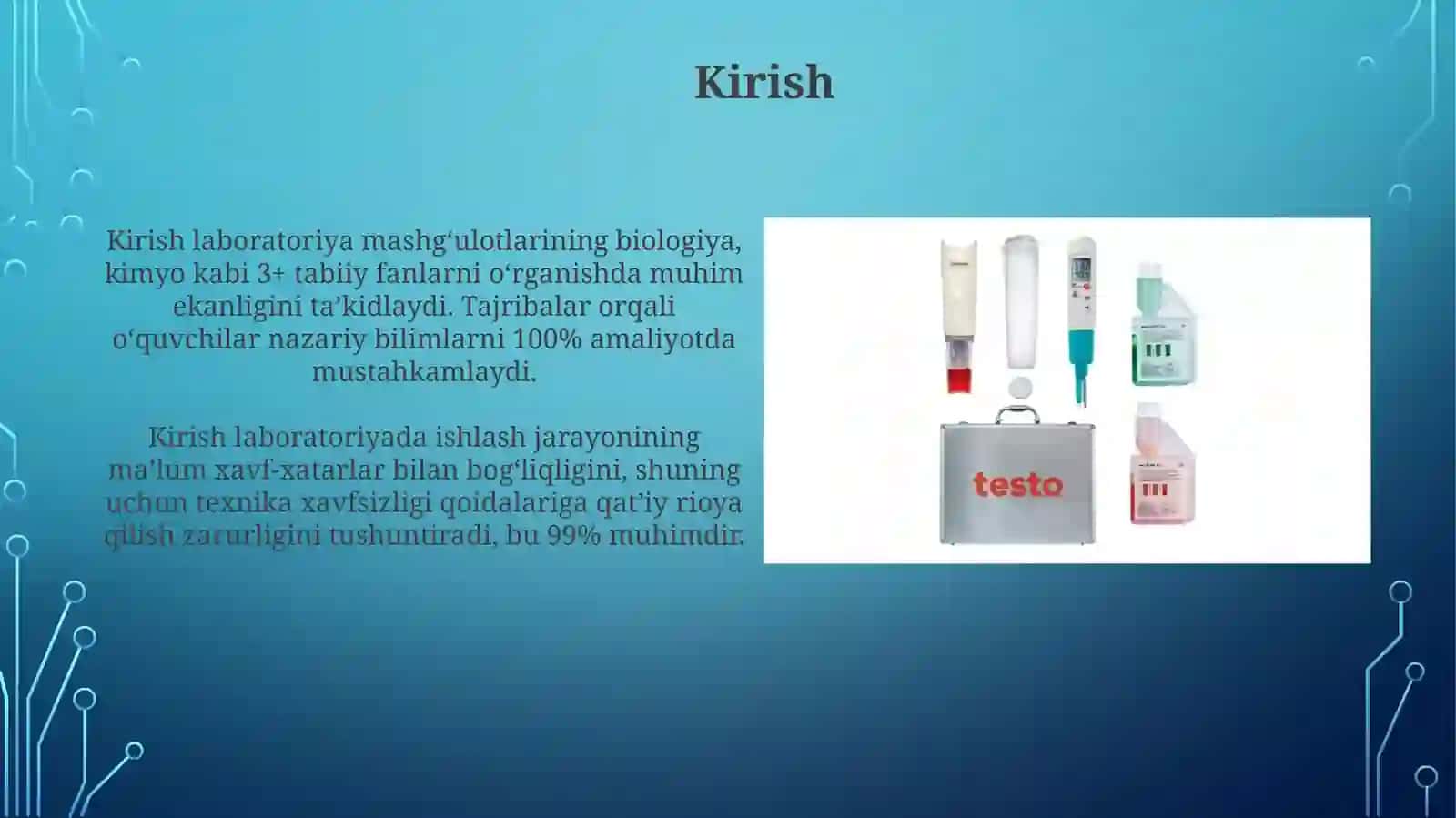 Labaratoriya mashgʻulotidatexnikaxavfsizligibilantanishish. MuhitpHvabufereritmalar 3