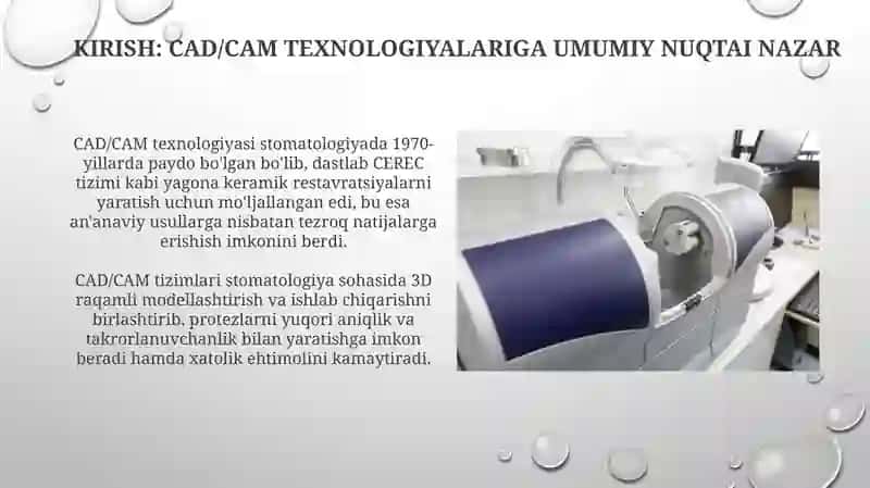 CAD/CAM texnologiyalari tish qollashda 3