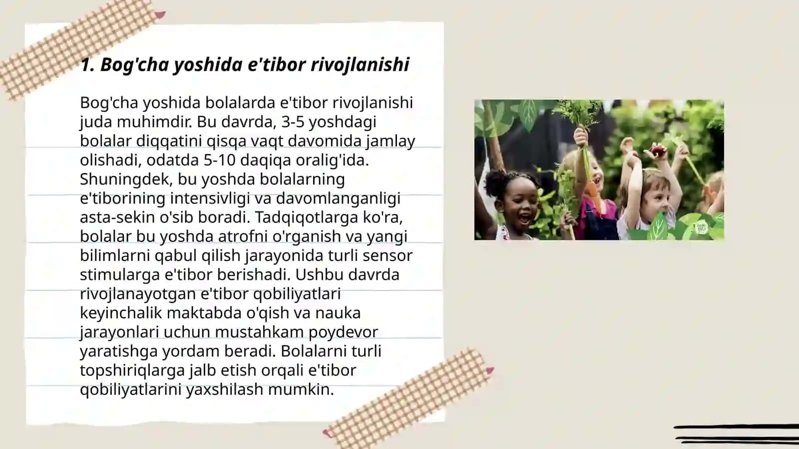 Bog'cha yoshidagi bolalar bilish jarayonlarining rivojlanishi 3