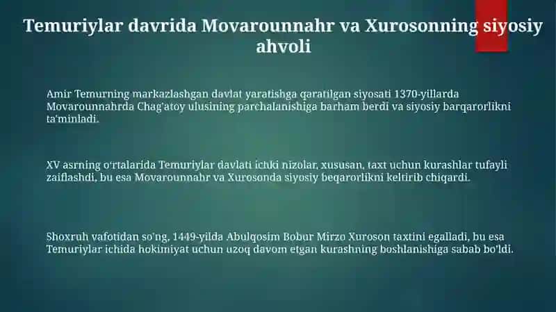 Temuriylar davrida Movarounnahr va Xuroson 3