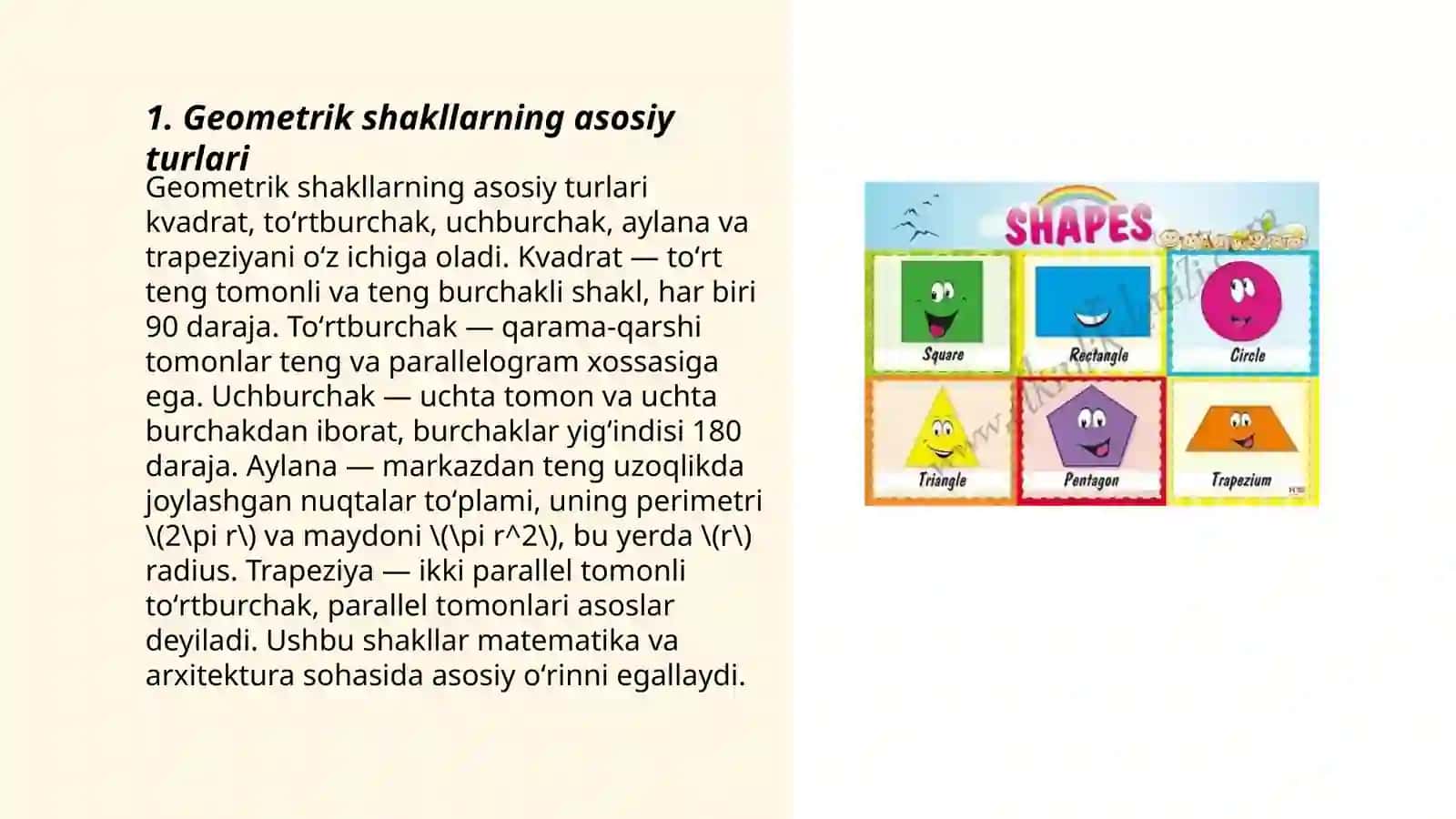 Geometrik shakllardagi noma’lum burchaklarni topish 3