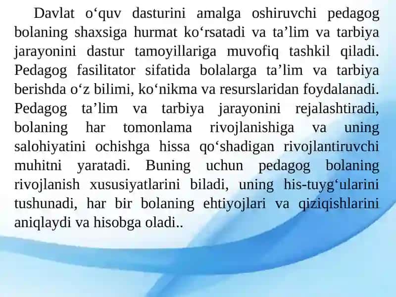 ILK QADAM DAVLAT O‘QUV DASTURINI AMALDA QO’LLANILISHIDA PEDAGOGNING ROLI 3
