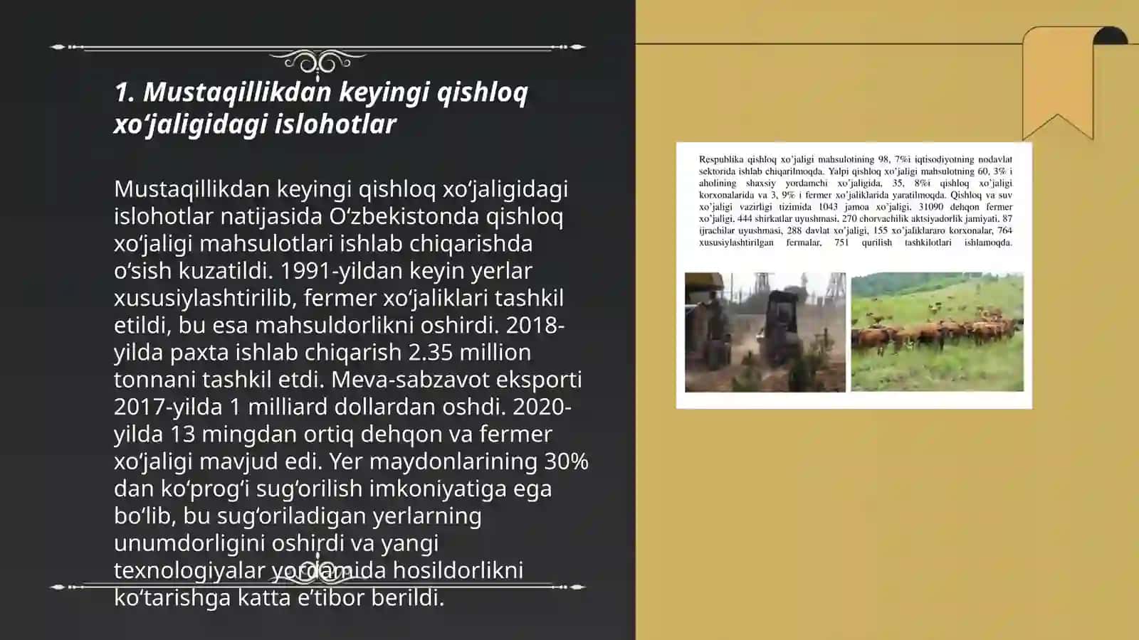 Mustaqillikdan keyingi qishloq xo‘jaligidagi islohotlar 3