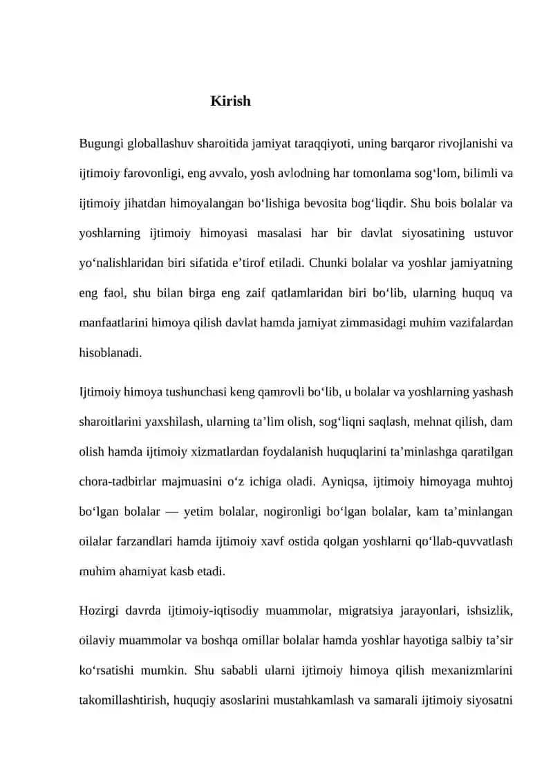 Bolalar va yoshlarning ijtimoiy himoyasi tushunchasi va uning ahamiyati 3