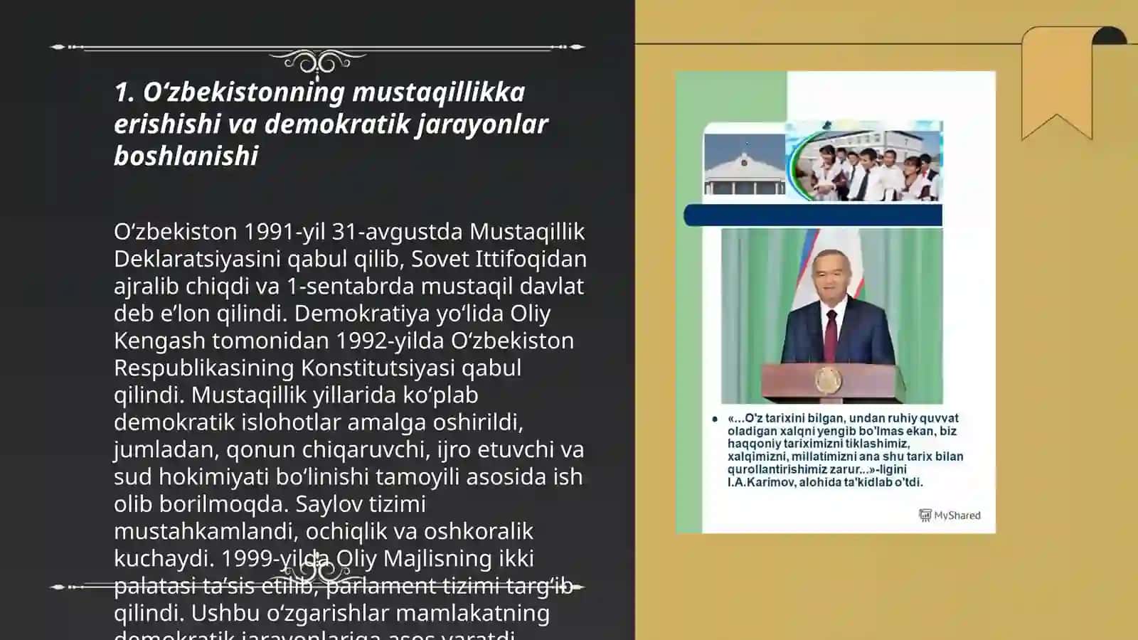O‘zbekistonda demokratik, fuqarolik jamiyati asoslarining shakllanishi, amalga oshirilgan siyosiy islohotlar 3