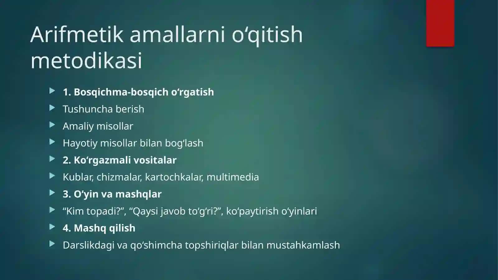 Arifmetika amallarini bajarish metodikasi 3